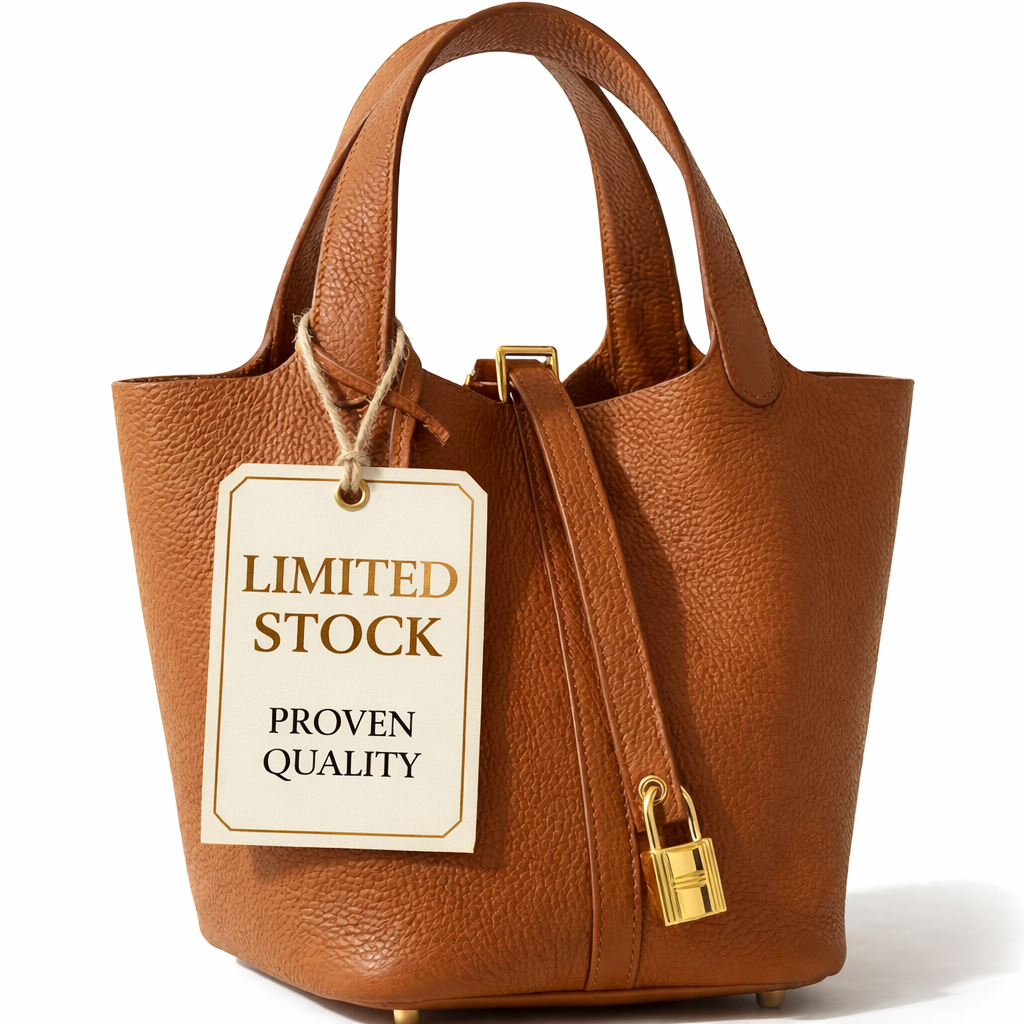 Picotin18 bucket bag in gold brown color with gold hardware