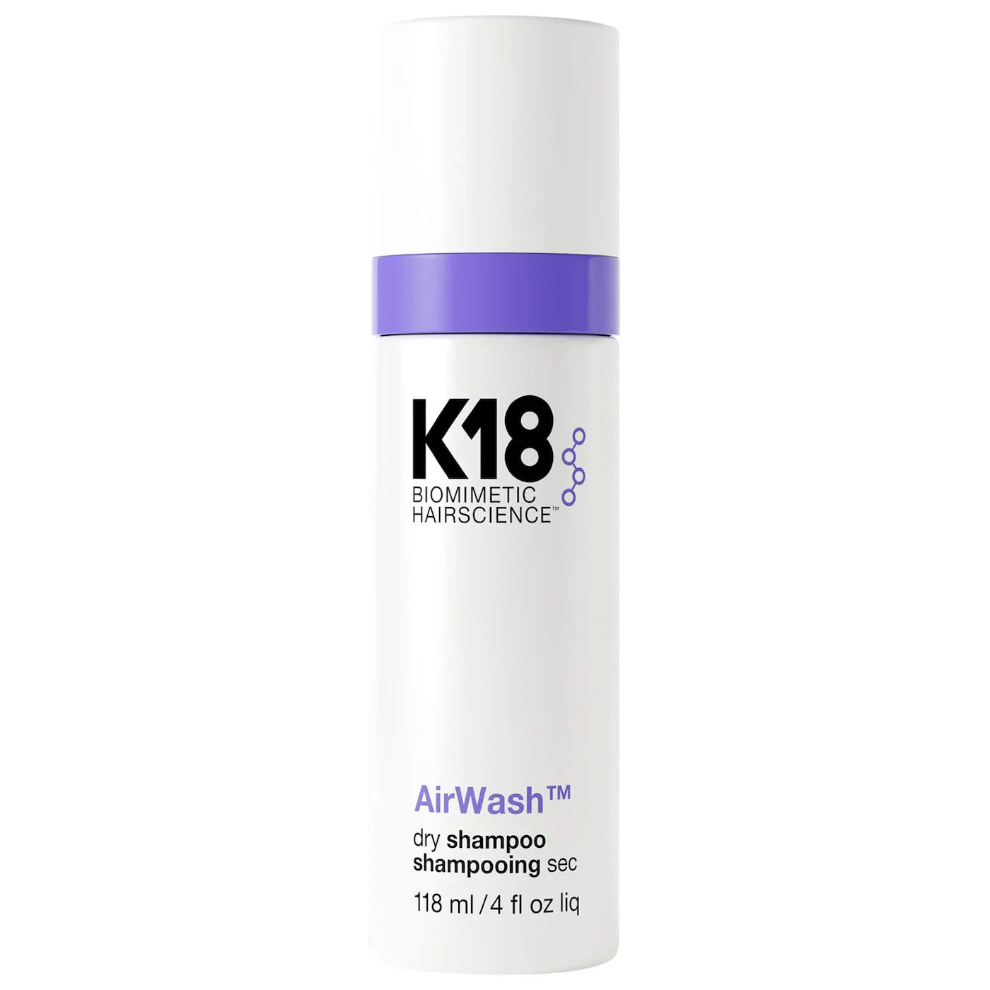K18 Biotech Dry Shampoo 100ml non-aerosol bottle – odor + oil control for up to 3 days