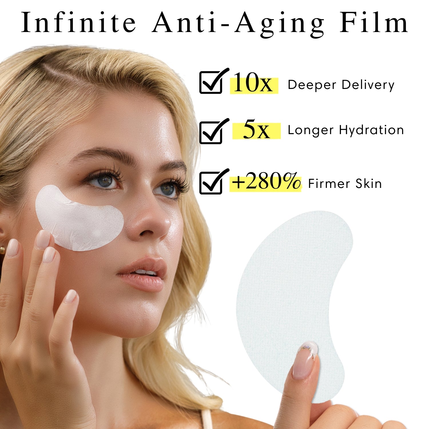 Brighca Melting Collagen Film provides 10x deeper delivery, 5 x longer hydration and 280% firmer skin