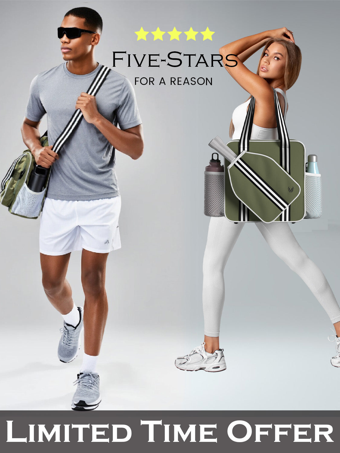 Fashionable khaki pickleball sports bag with waterproof material and functional compartments