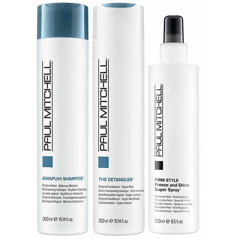 Paul Mitchell Original Awapuhi Trio Shampoo, Detangler, and Freeze and Shine Spray Set
