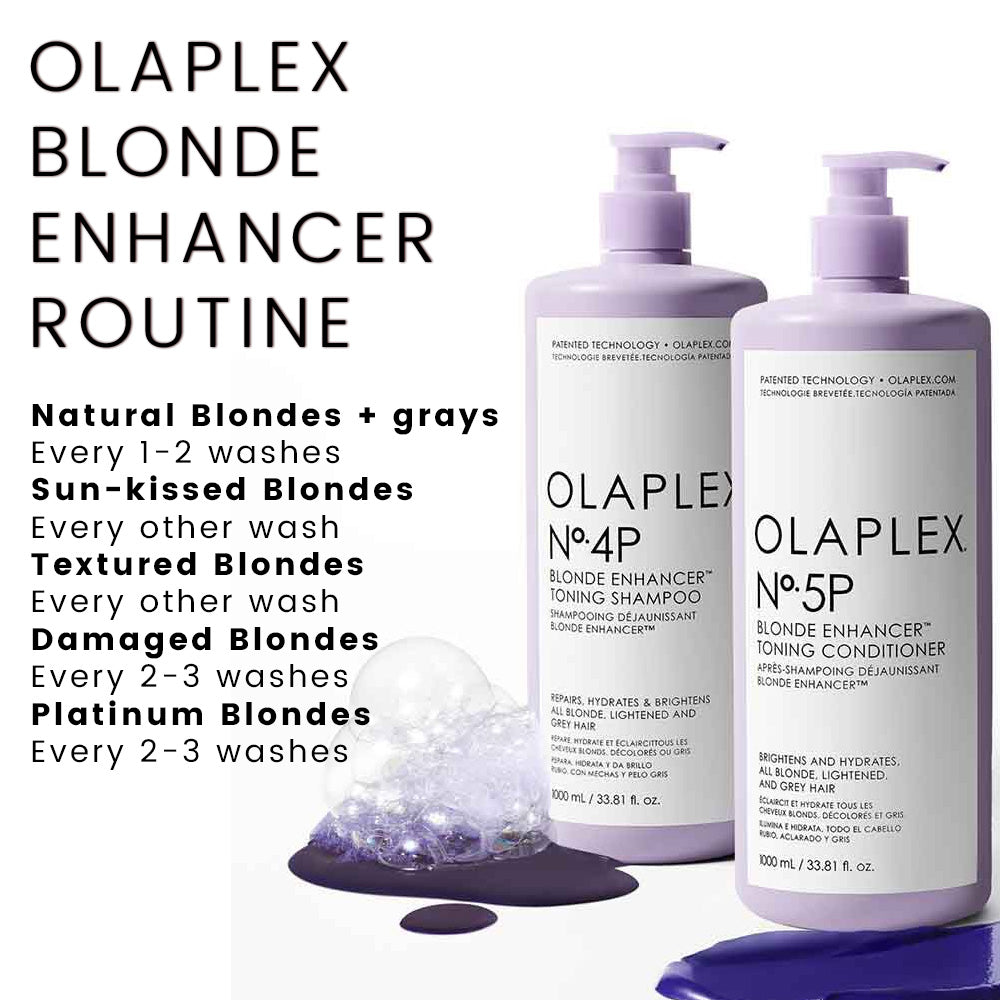 OLAPLEX PURPLE BLONDE ENHANCER TONING SHAMPOO & CONDITIONER liter SET  routine guide
