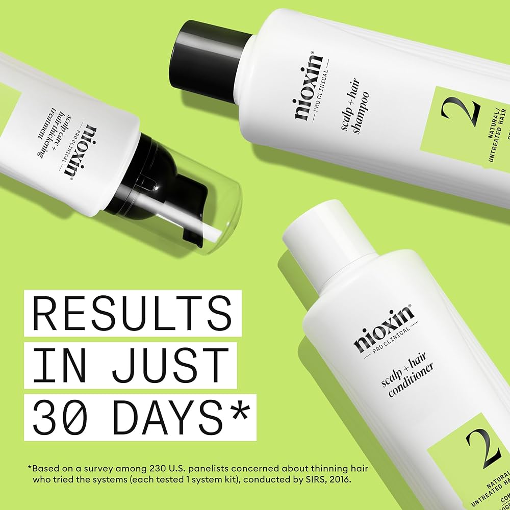 Nioxin Natural untreated hair thickening shampoo conditioner treatment for hair loss