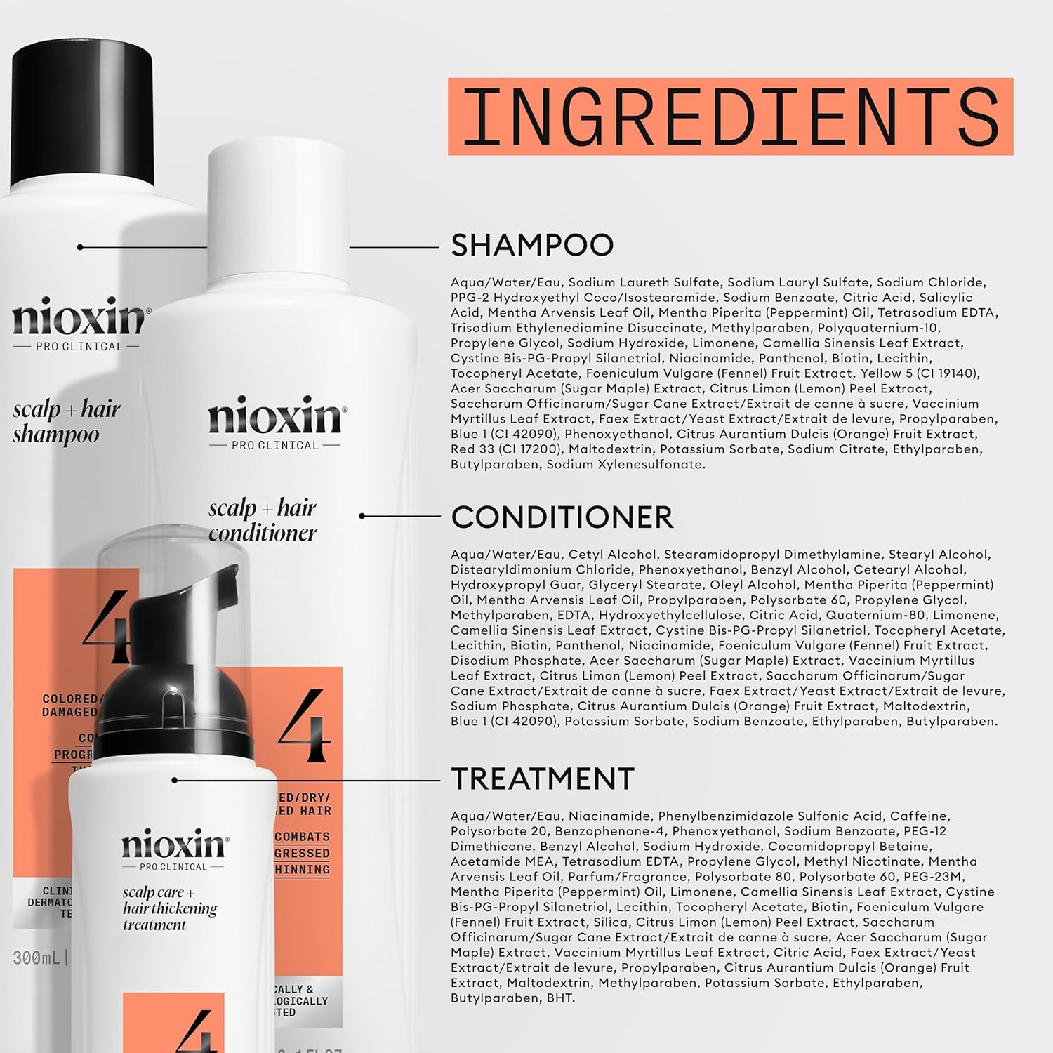 Nioxin system 4 set system for thicker fuller hair full ingredient