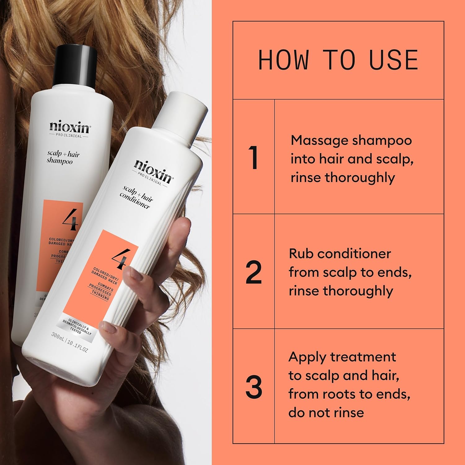 Nioxin system 4 set system for thicker fuller hair how to use