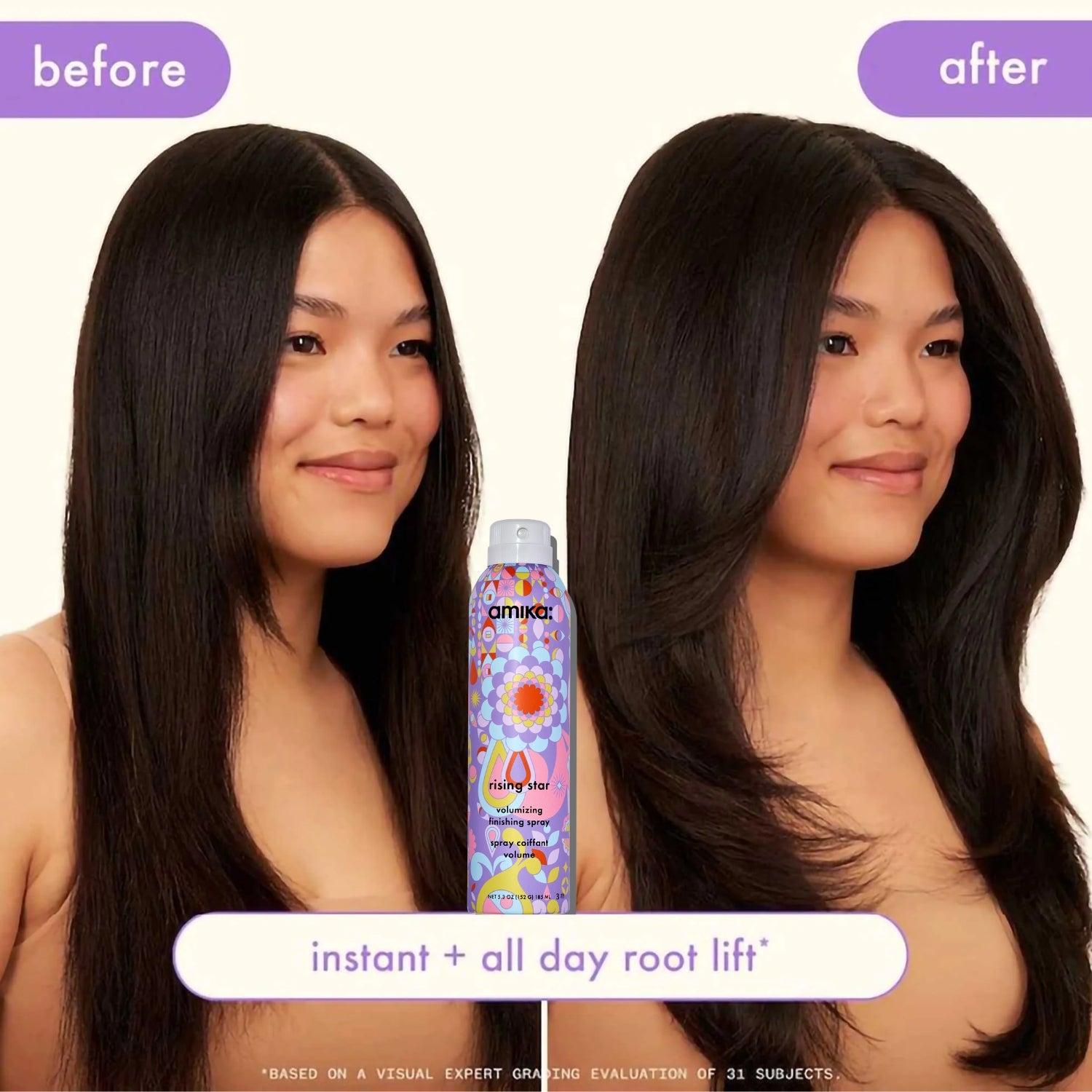 amika Rising Star Volumizing Finishing Spray – Root Lift Hair Spray result