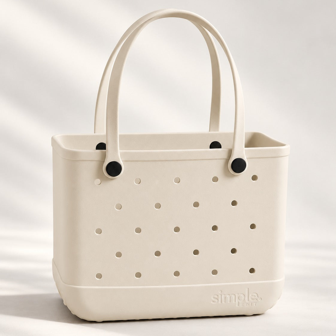 Everyday Extra Large EVA Tote in Natural Stone, waterproof lightweight neutral oversized tote with matching pouch