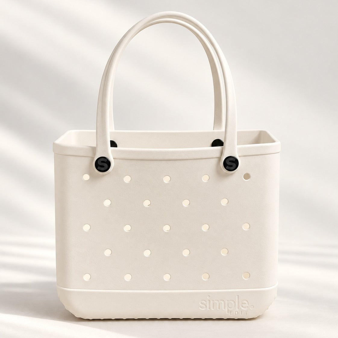 Everyday Medium EVA Tote in Coconut creamy ivory, waterproof lightweight everyday tote, 15 x 5.1 x 12.2 in