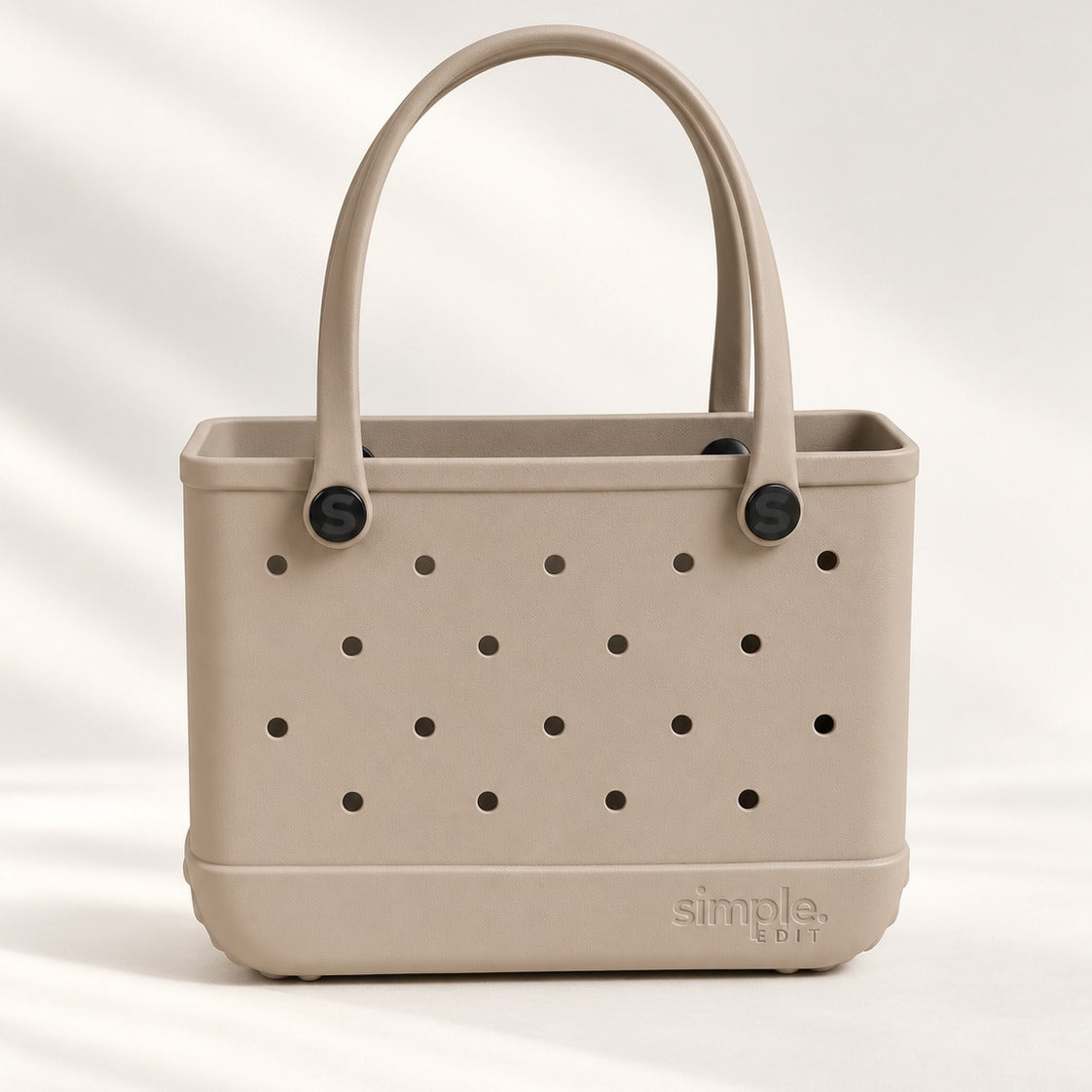 Everyday Small EVA Tote in Drift neutral, waterproof sandproof minimalist mini tote, 11 x 4.3 x 7.9 in