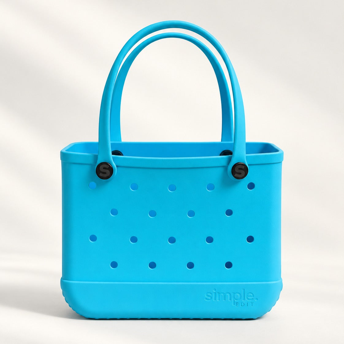Everyday Small EVA Tote in TIFF turquoise, waterproof lightweight modern mini tote, 11 x 4.3 x 7.9 in