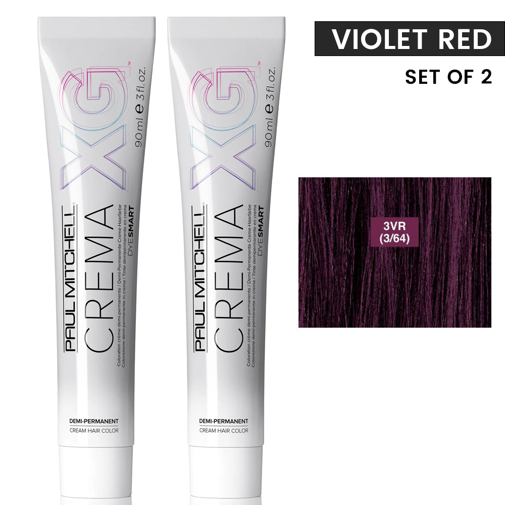 Paul Mitchell The Color XG Crema Demi-Permanent Cream Hair Color Violet Red Level Duo Set(Pack of 2) 3 fl oz / 90ml