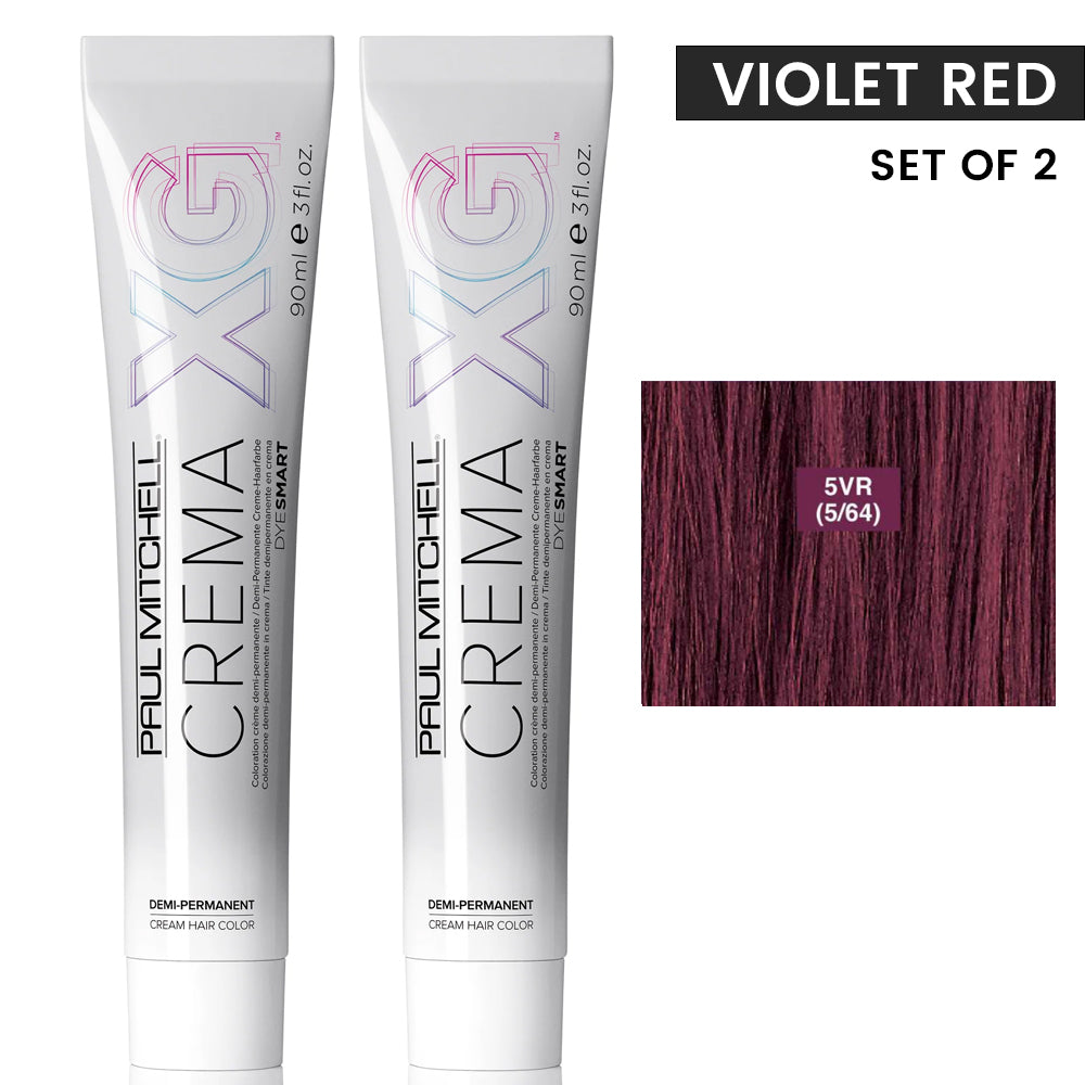 Paul Mitchell The Color XG Crema Demi-Permanent Cream Hair Color Violet Red Level Duo Set(Pack of 2) 3 fl oz / 90ml