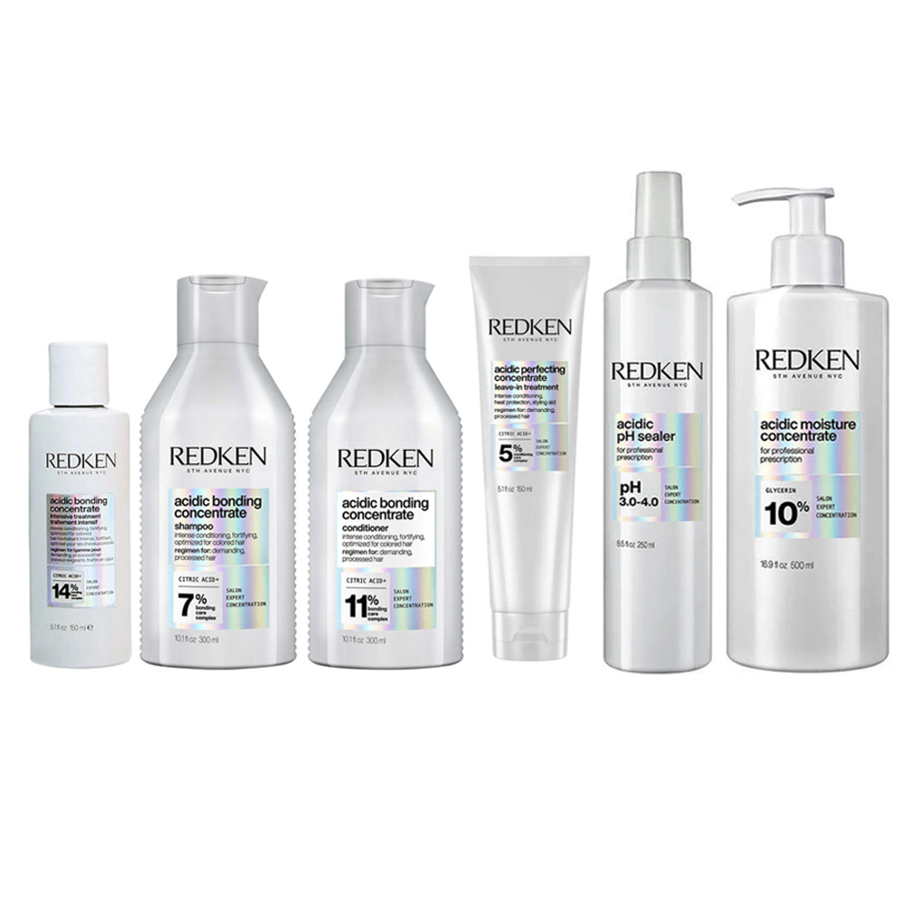 Betydning Stedord hjørne Redken Acidic Bonding Concentrate Complete Set - Redken Shampoo 10.1oz /  300ml, Redken Conditioner 10.1oz / 300ml, Redken Leave-In Treatment 5.1oz