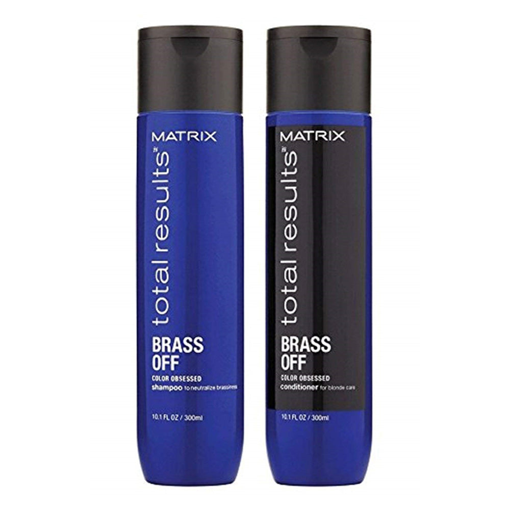 Matrix Brass Off Shampoo & Conditioner 10.1oz / 300ml Set - Matrix Hair Products for Blue-violet Pigments to Reduce Brassy