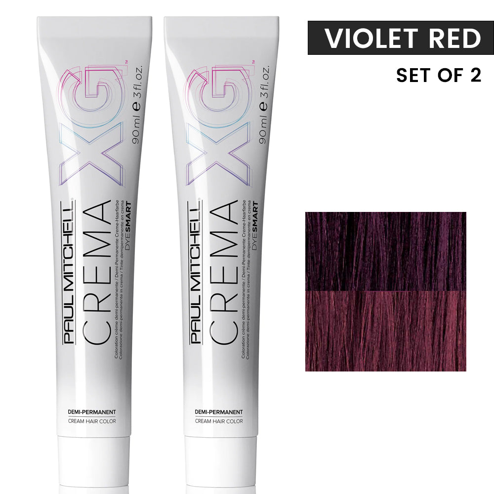 Paul Mitchell The Color XG Crema Demi-Permanent Cream Hair Color Violet Red Level Duo Set(Pack of 2) 3 fl oz / 90ml