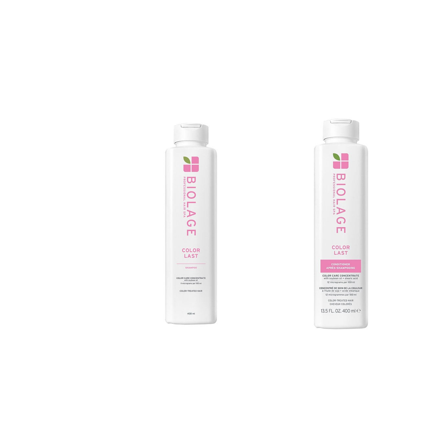 Biolage ColorLast Shampoo and Conditioner Set 400ml duo on white studio background