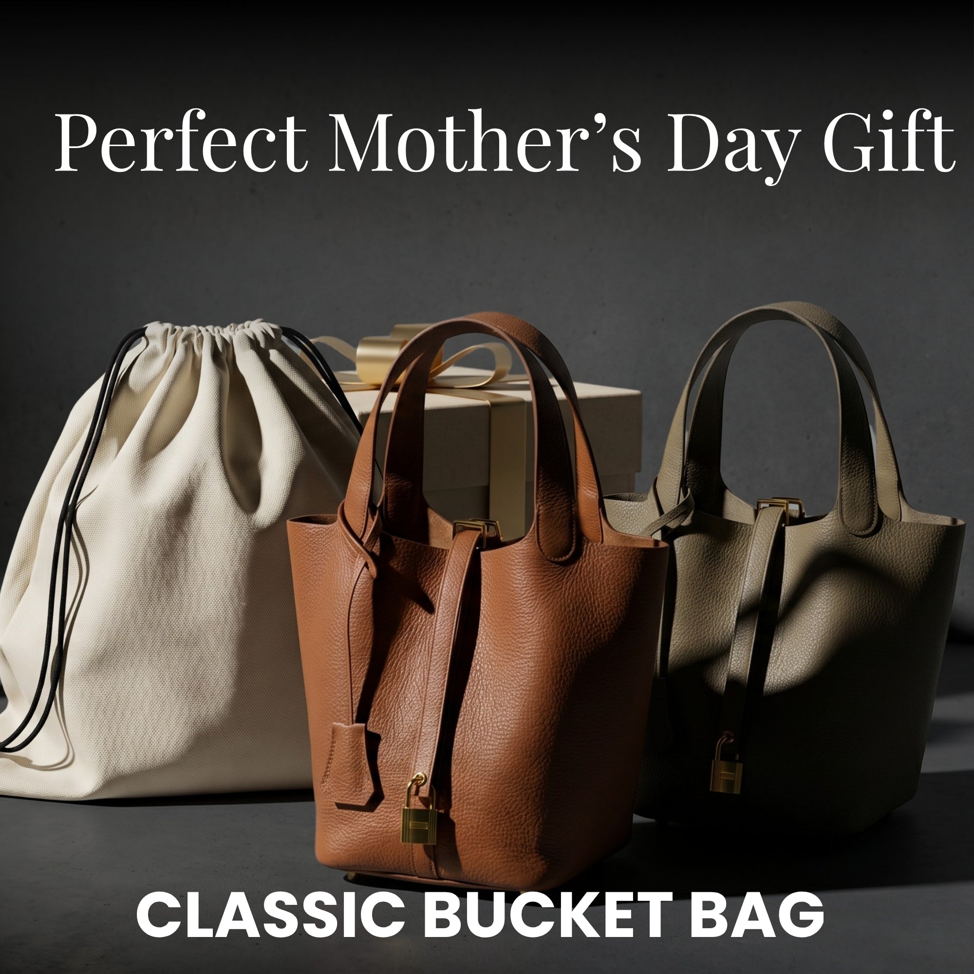 Perfect Mother's Day gift Classic Leather Bucket Bag