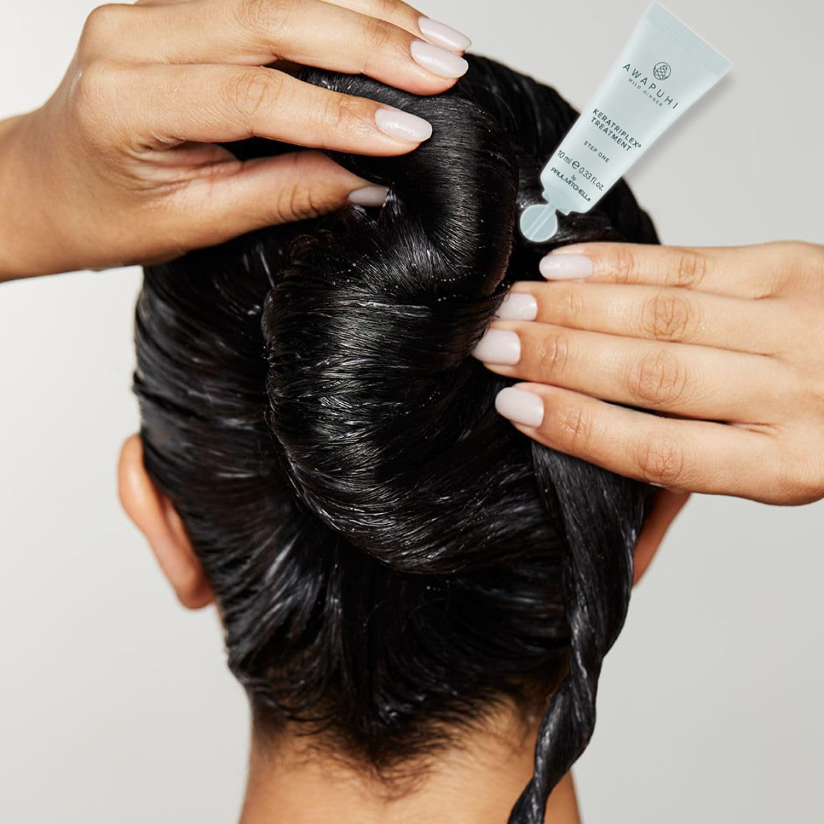 Keratriplex treatment ampoules with towel and salon tools for at-home care