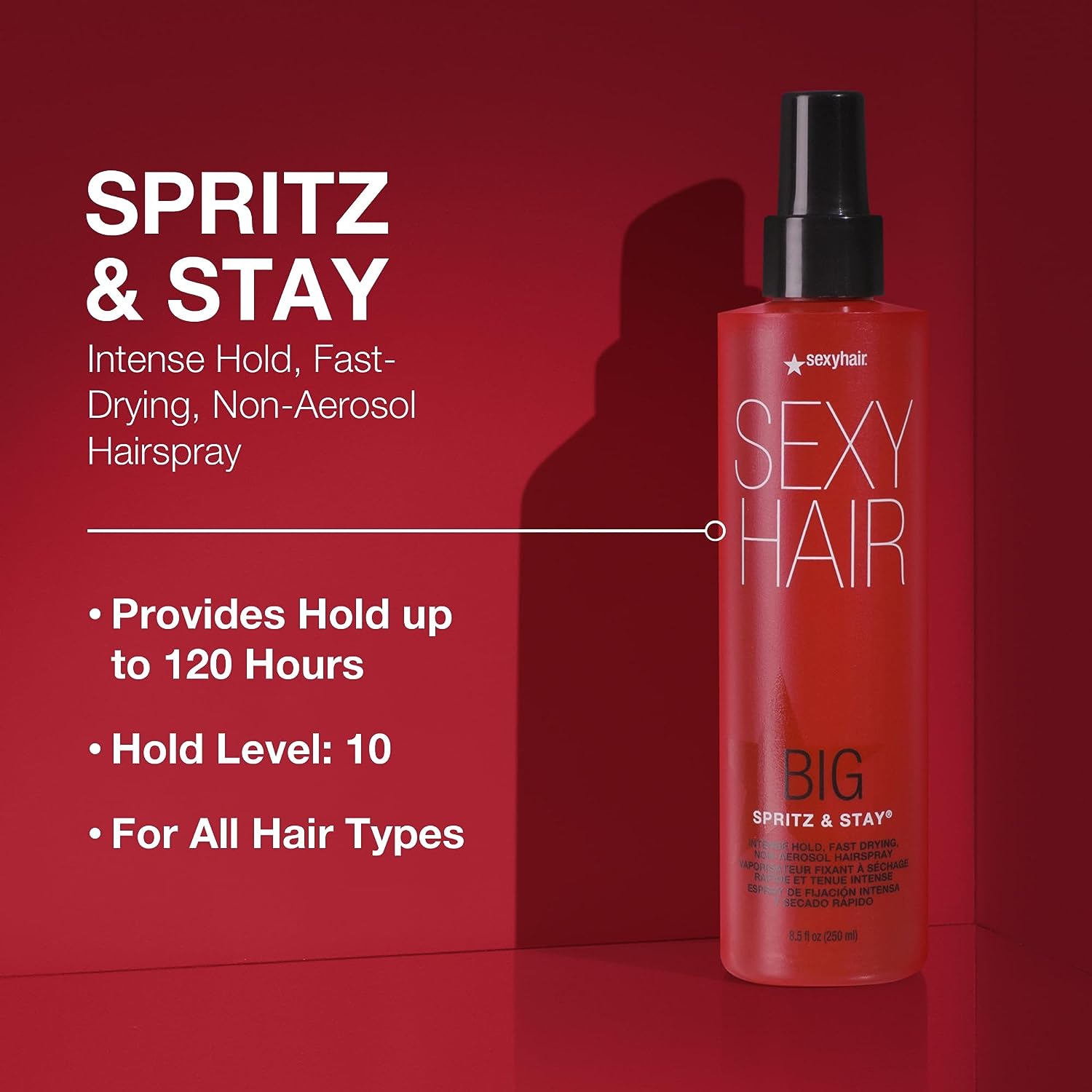 Big Sexy Hair Spritz & Stay Intense Hold Fast Dry Non-Aerosol Hairspray Benefits