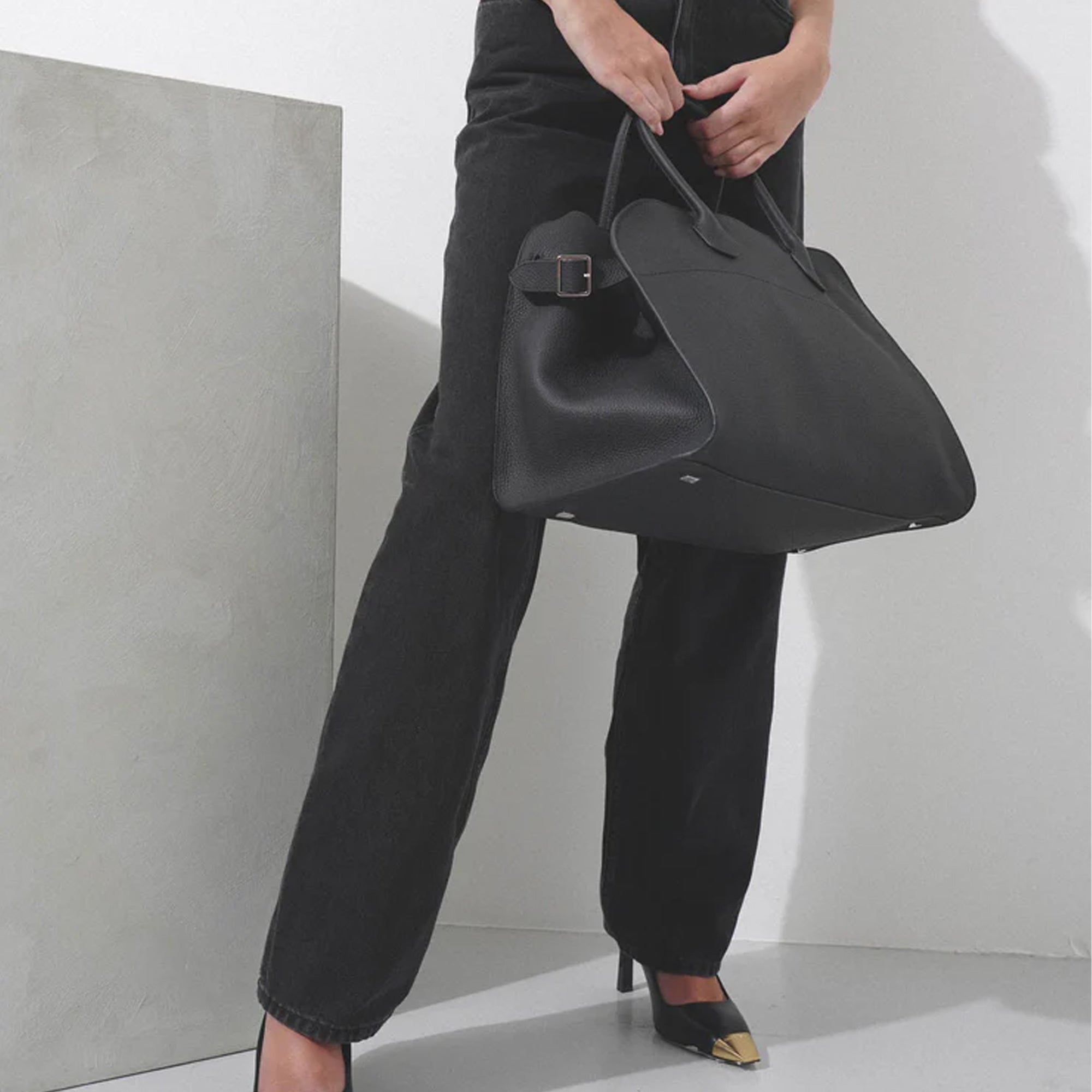 Modern Structured Grained Leather Tote Bag – Large, Mocha, Taupe or Black