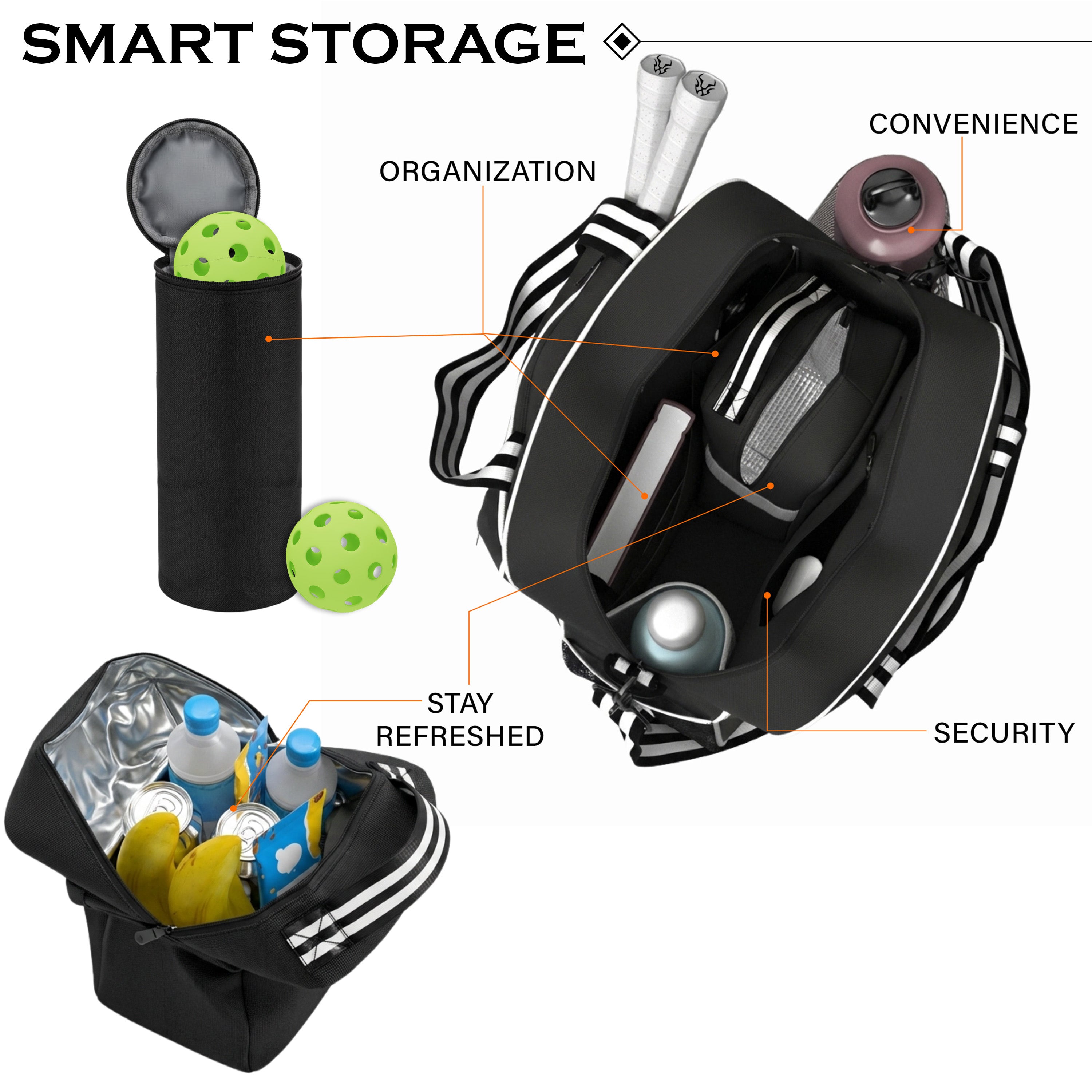 Pickleball Bag with Detachable Cooler & Fence Hooks – Durable, Functional Design