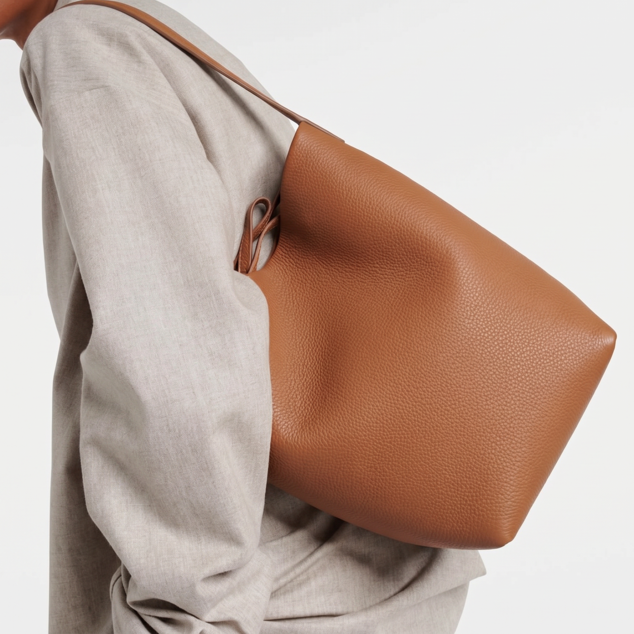 brown the N/S Park style medium vertical tote in genuine leather, minimalistic style