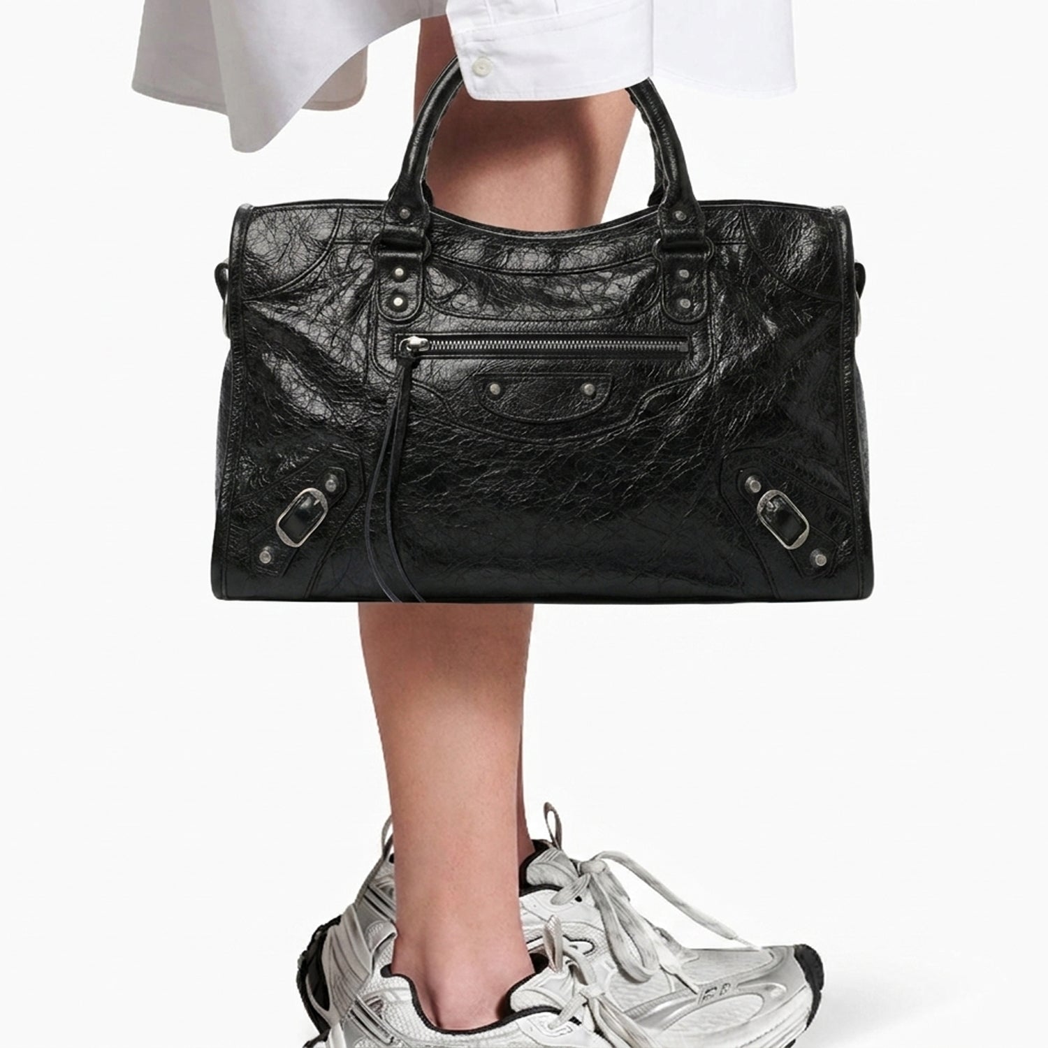 Crossbody Strap and Top Handle on Classic City-Inspired Leather Bag