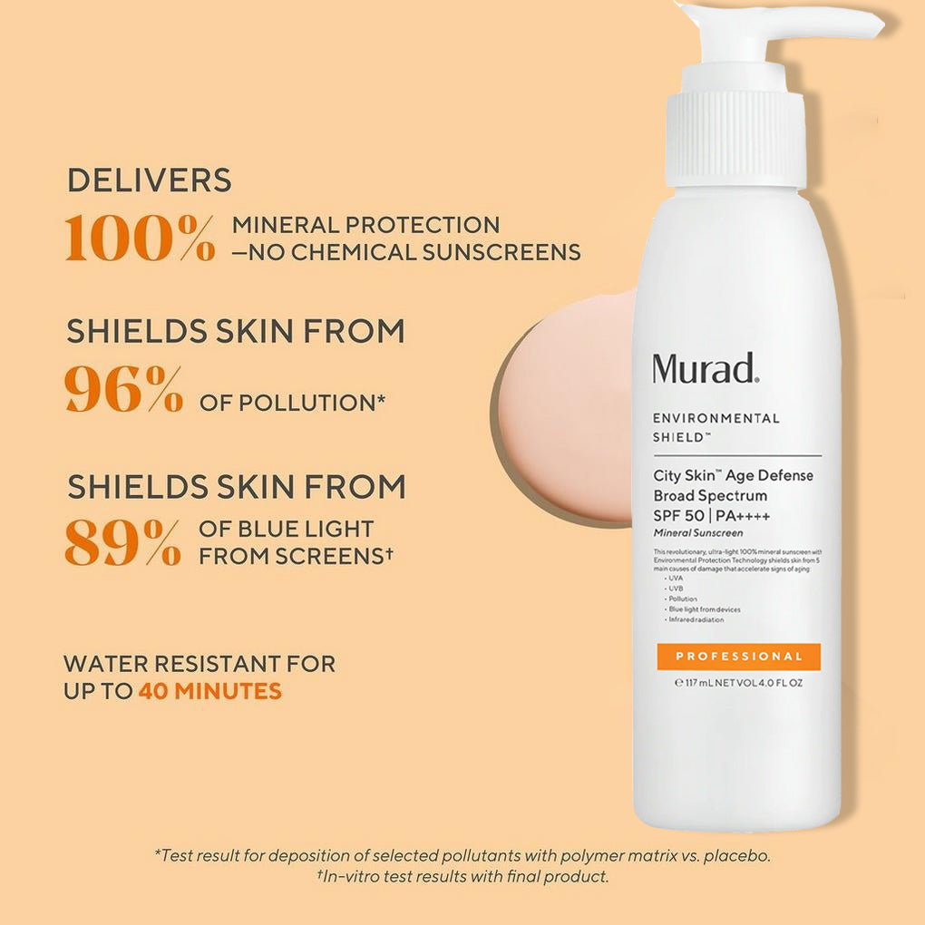 Murad City Skin Age Defense Broad Spectrum SPF 50 / PA++++ Mineral Sunscreen 4 oz / 117ml