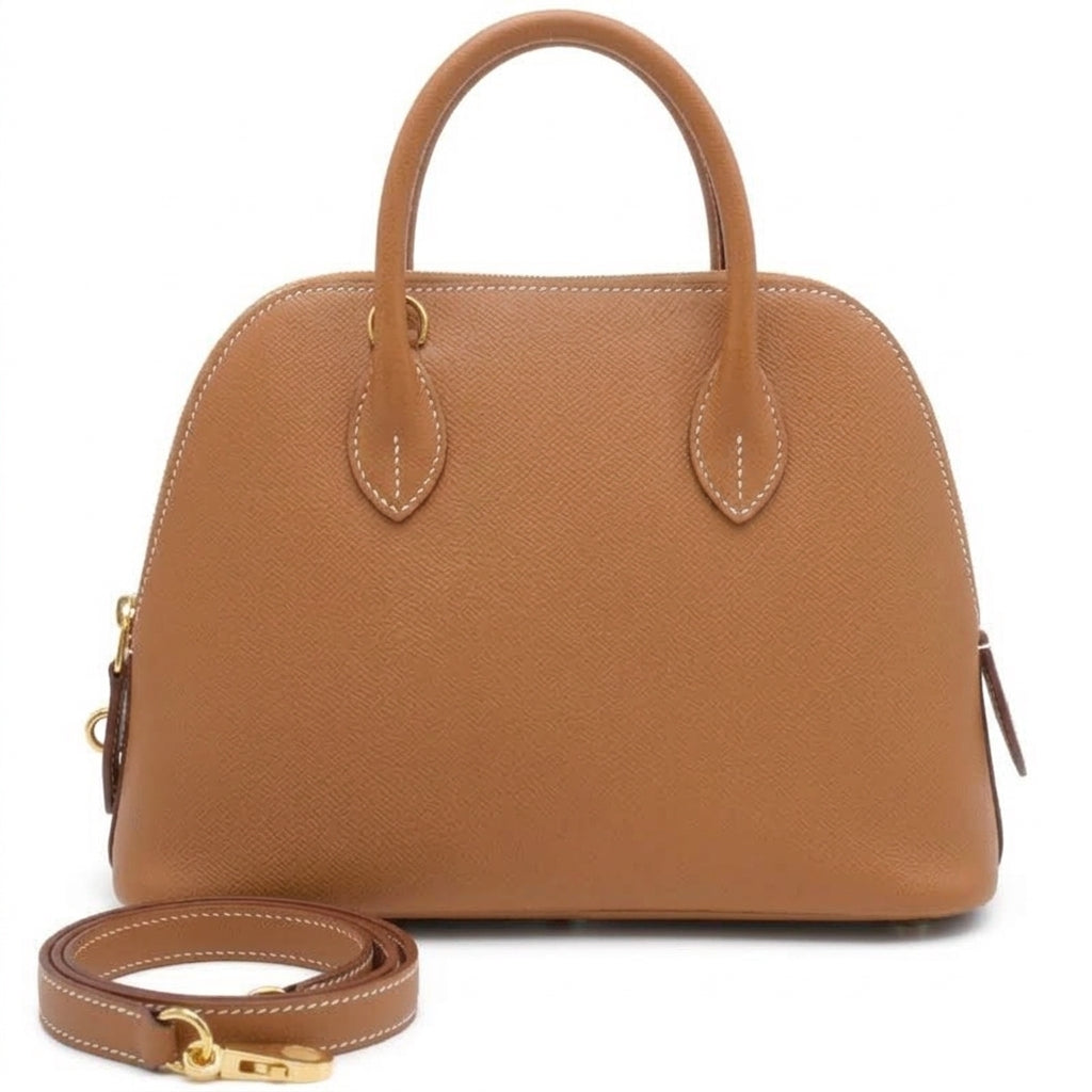 Brown Minimalist Satchel Handbag with Crossbody Strap
