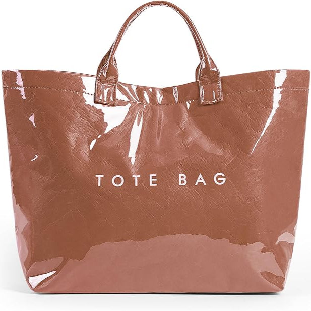 Trendy silver PVC Dupont tote bag with glossy finish – viral large-capacity fashion carry-all for everyday use, perfect to store it all in style
