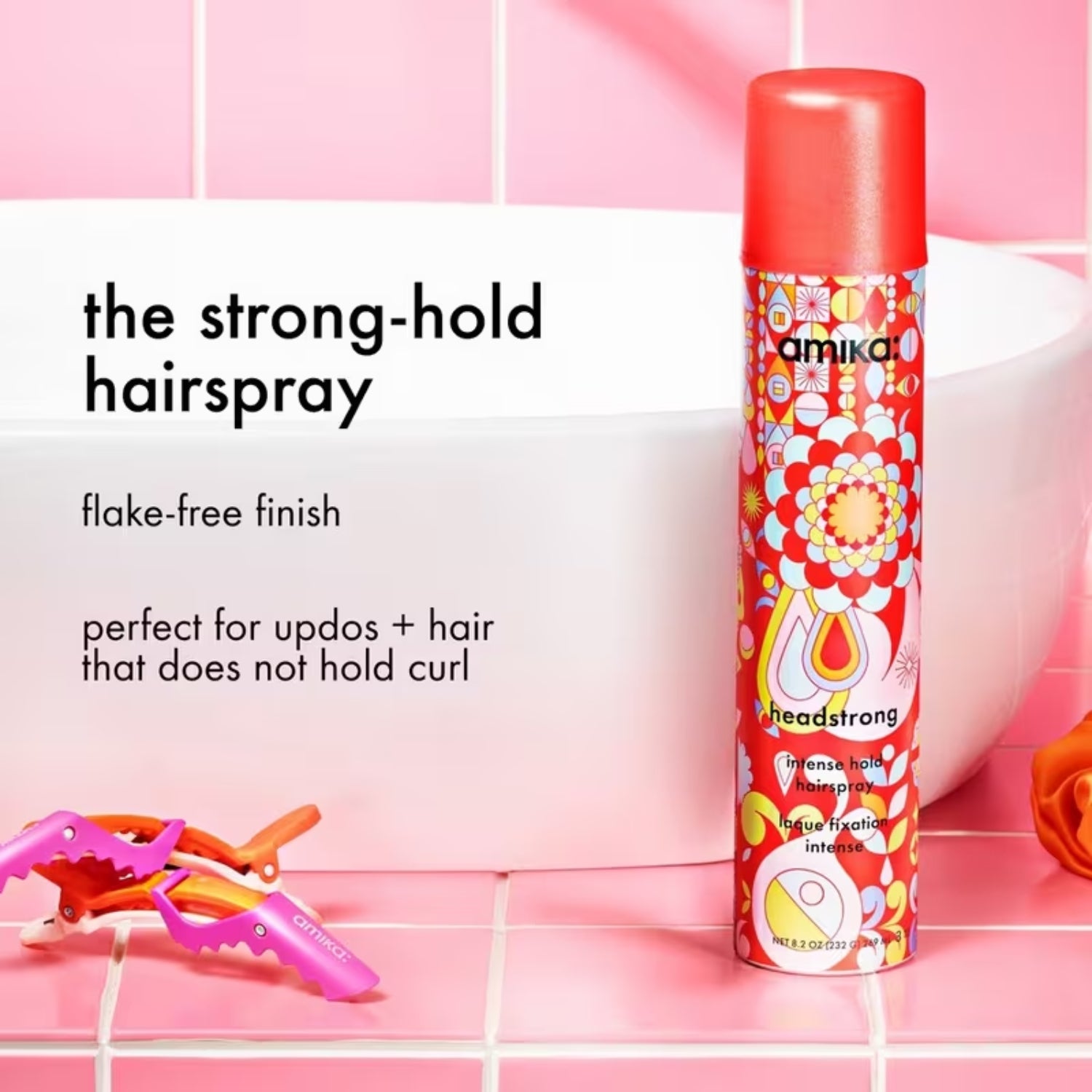 amika Headstrong Intense Hold Hairspray – Strong Hold, Flake-Free Finish