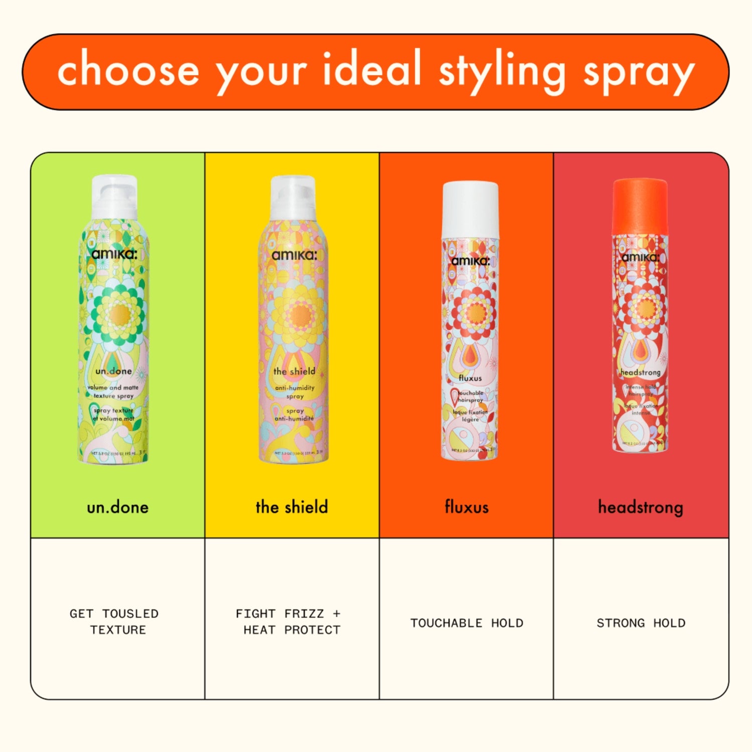 amika Headstrong Intense Hold Hairspray – Strong Hold, Flake-Free Finish