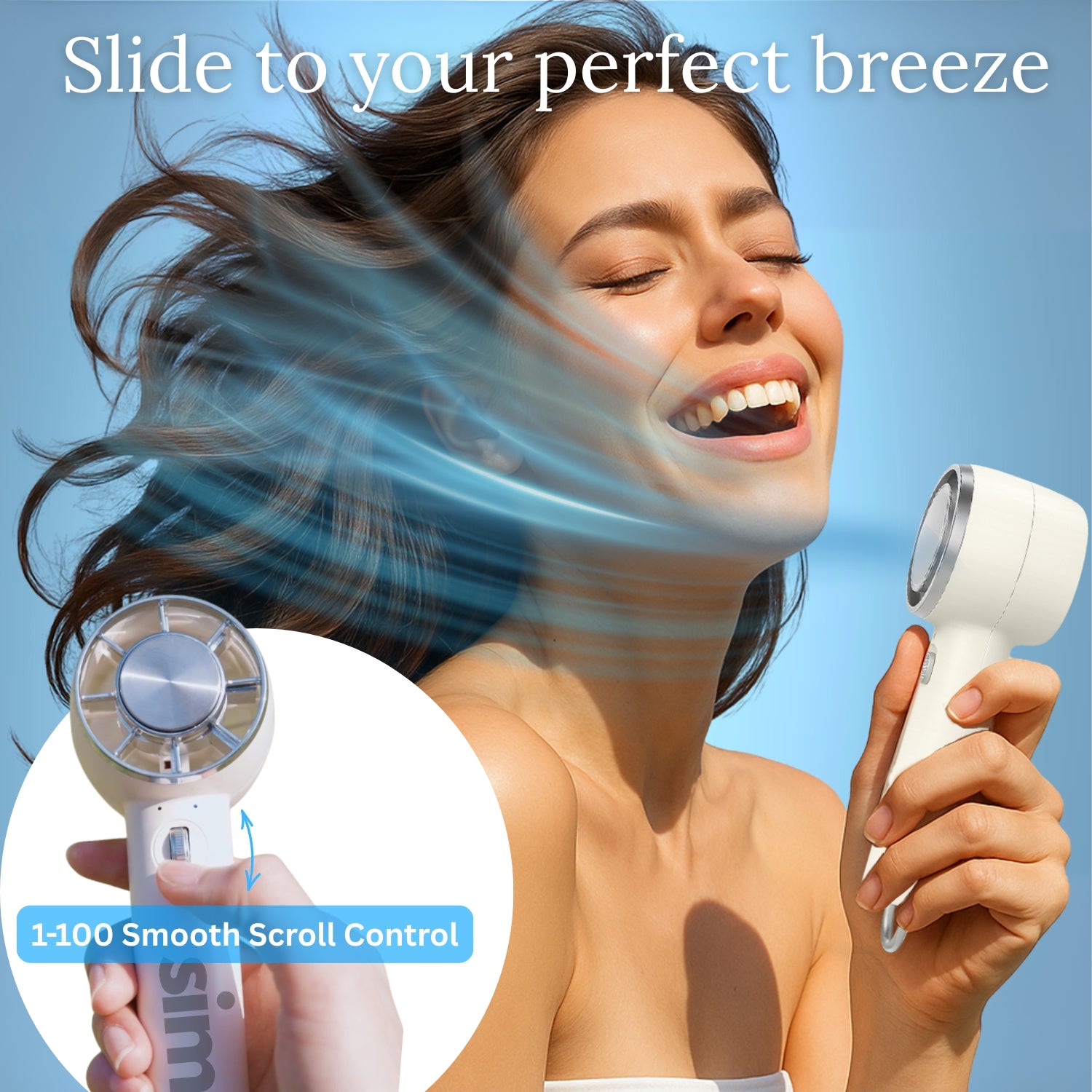 Portable fan with cold compress icy pad for instant cooling during summer