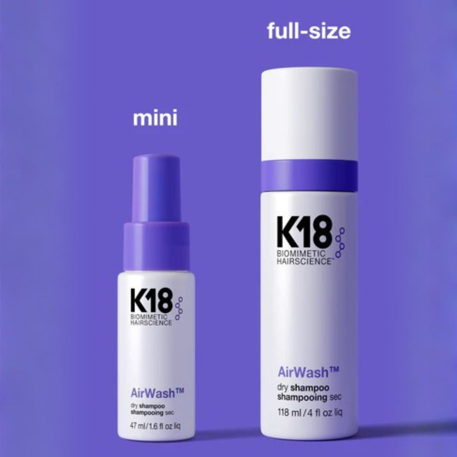 K18 Airwash Dry shampoo sizes