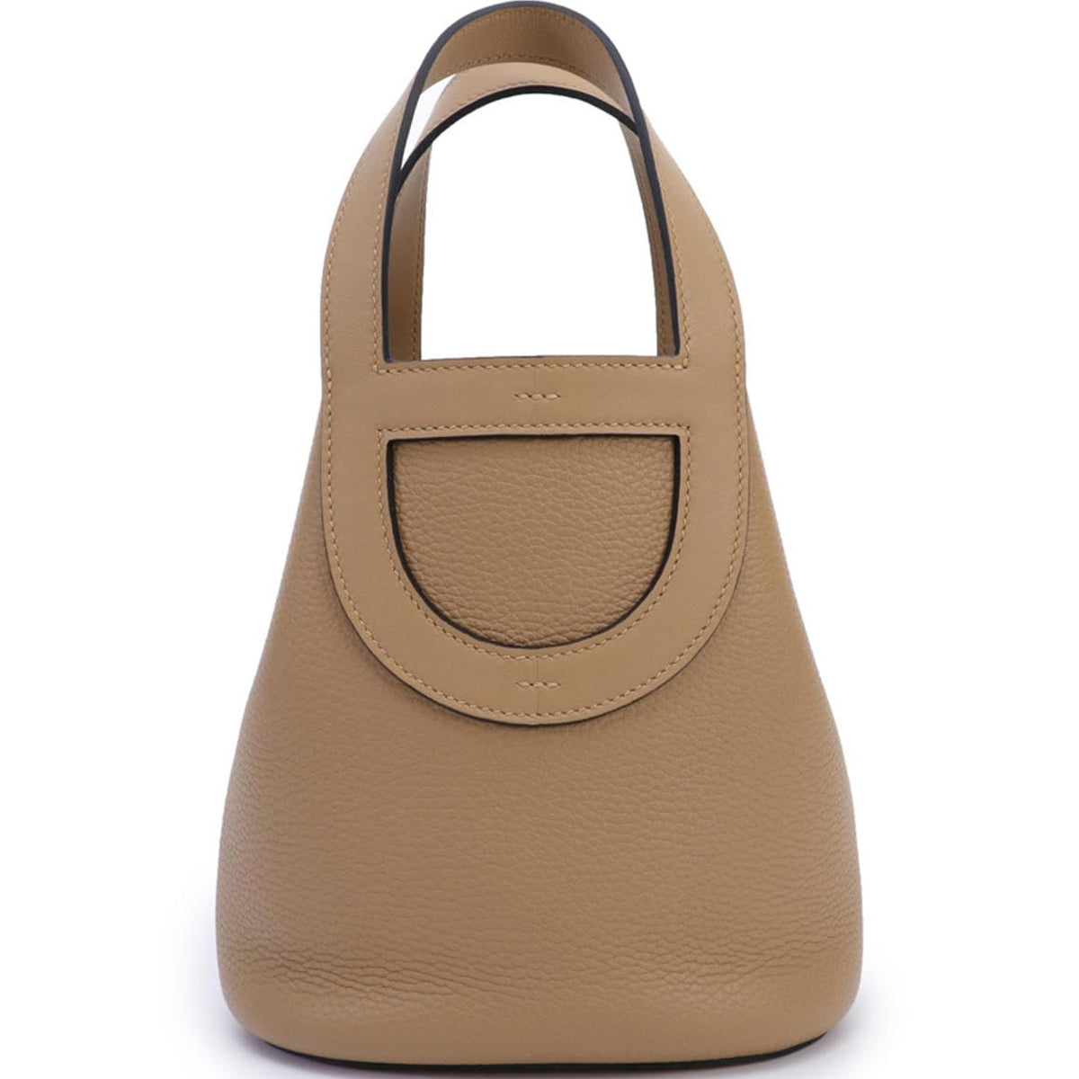 Compact Loop Leather Bucket Bag with Strap Detail – Green, White, Orange, Khaki