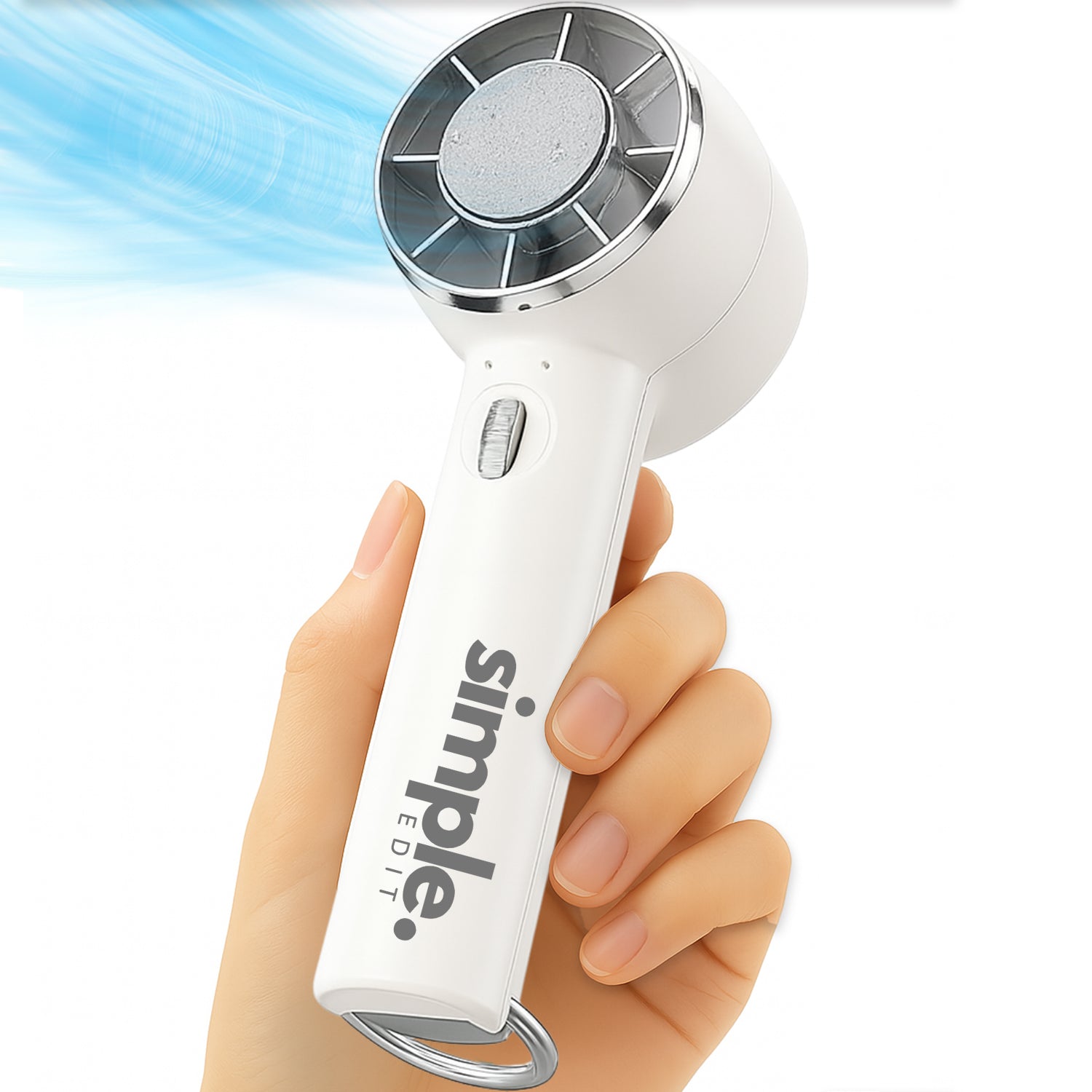 JetMini Turbo Handheld Fan with Icy Pad and Stepless Speed Control - Black/White