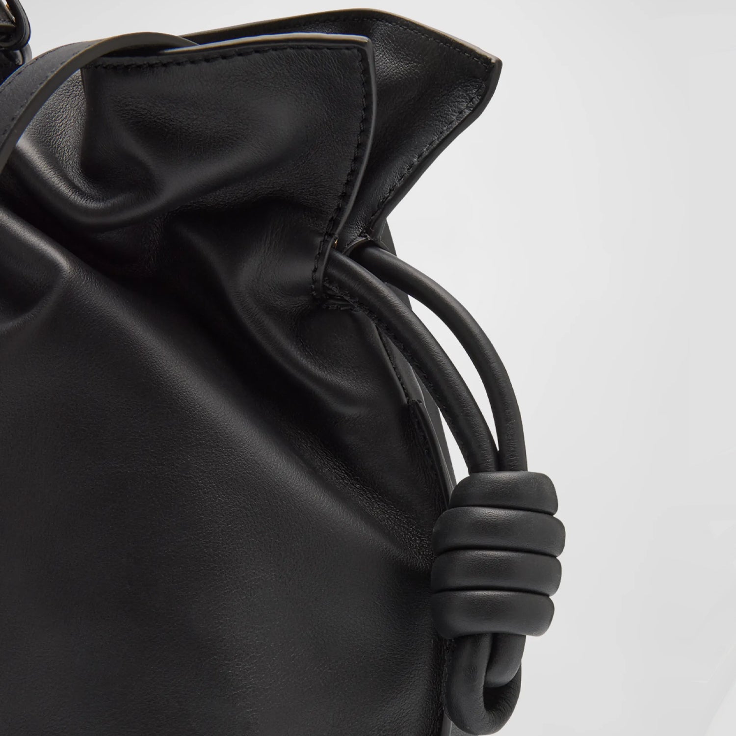 closing leather drawstring for backpack Medium Leather Clutch – Soft Slouchy Bag with Knot Drawstring & Adjustable Strap (Warm Desert & Black), Black