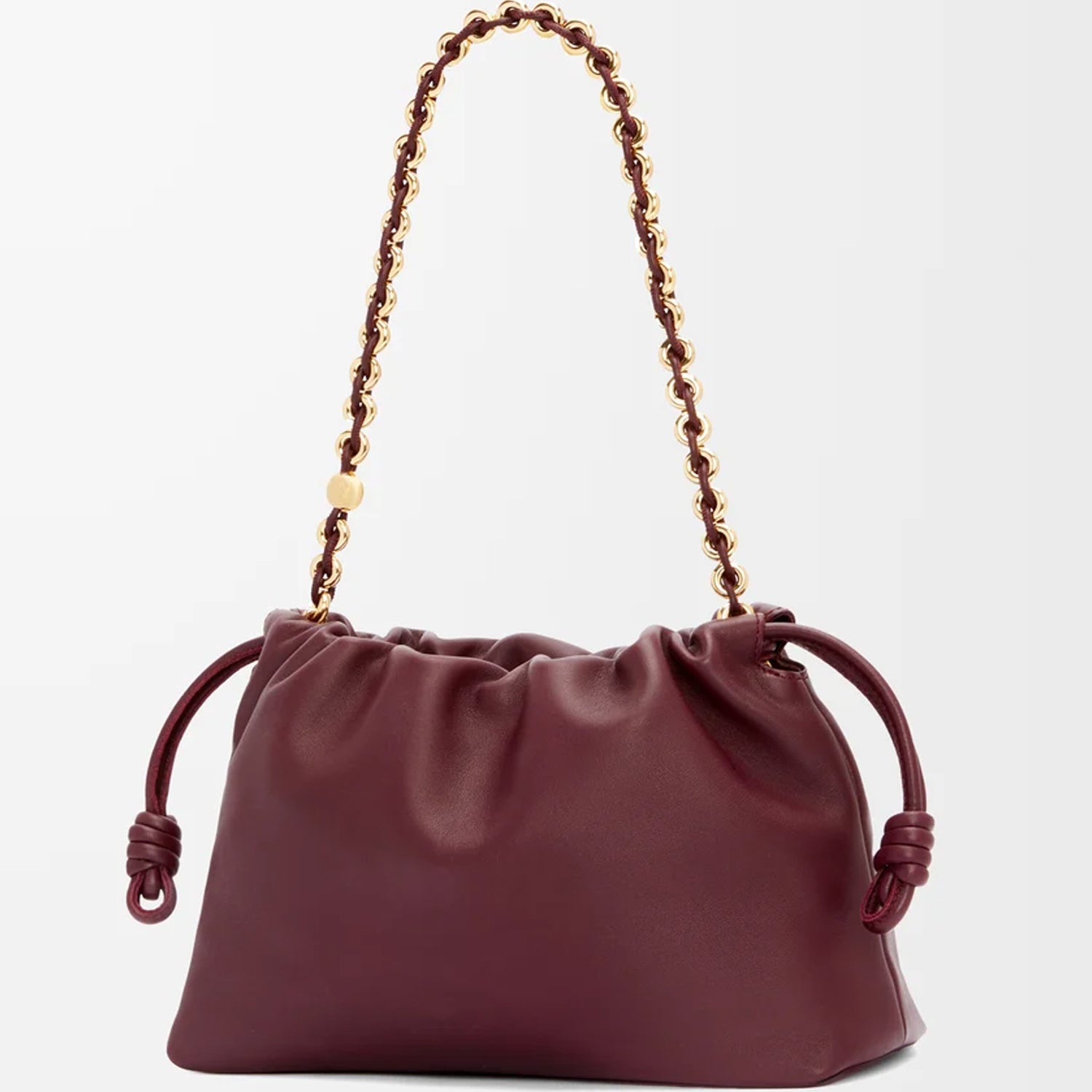 Medium Leather Clutch Bag – Side View with Detachable Chain and Strap