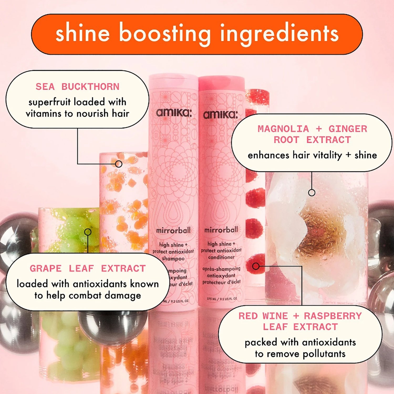 amika Mirrorball High Shine + Protect ingredients