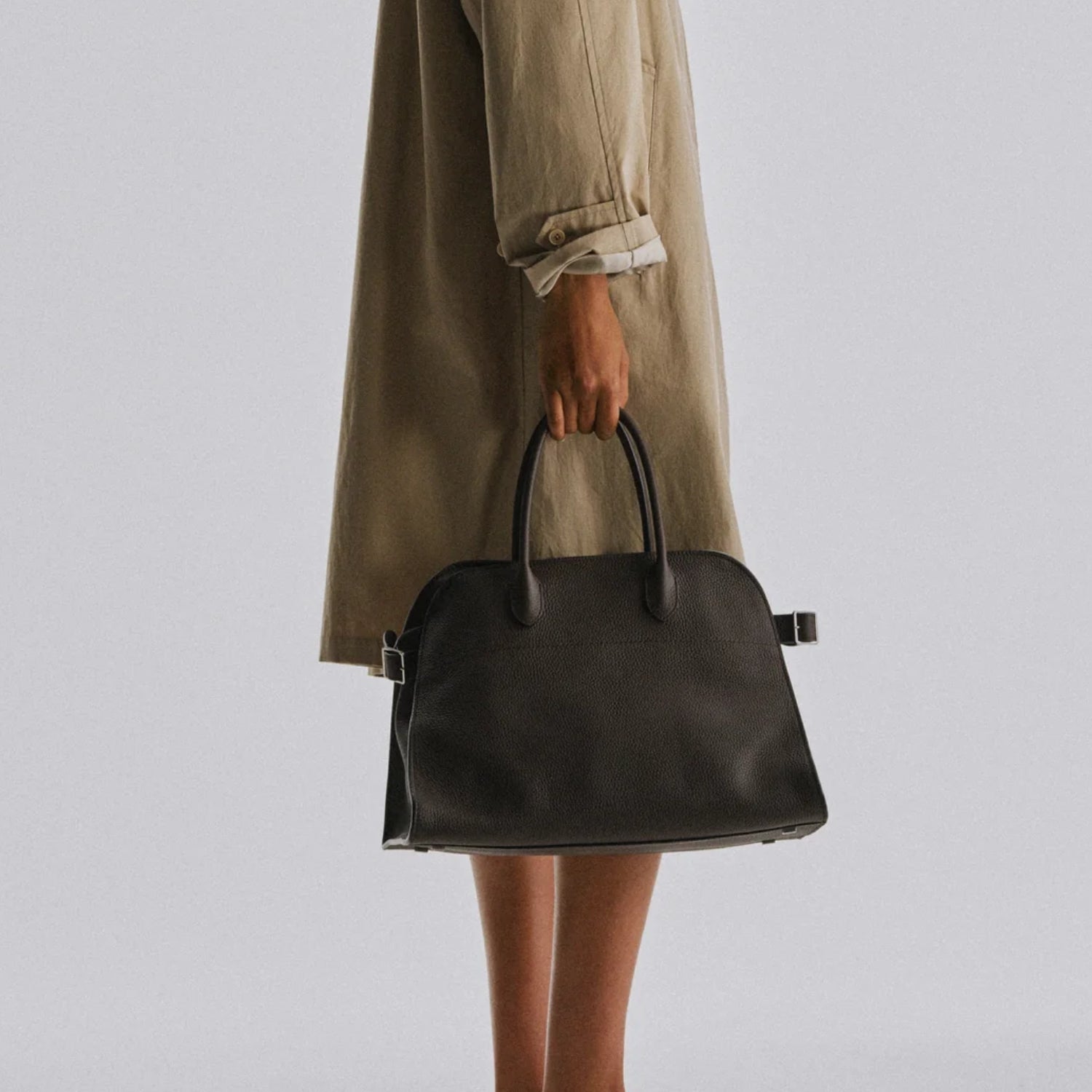 Modern Structured Grained Leather Tote Bag – Large, Mocha, Taupe or Black