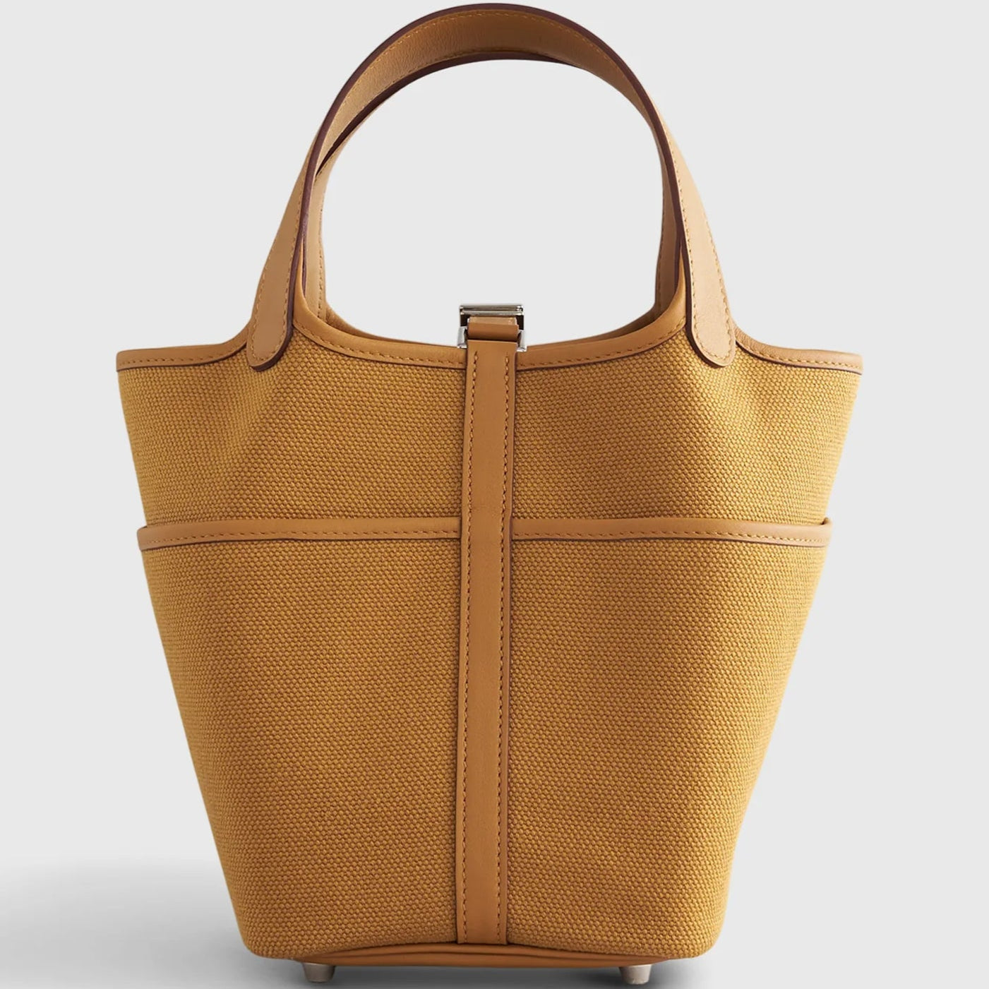 Canvas Bucket Bag – Leather Trim & Silver Lock Strap | ComeBackDude