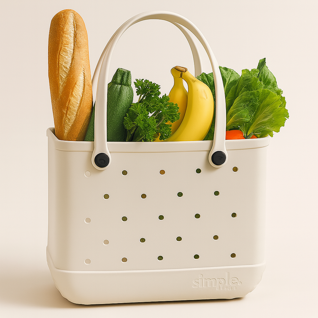 Natural Earth tone off white EVA rubber Tote Bags – endless use, perfect grocery bag