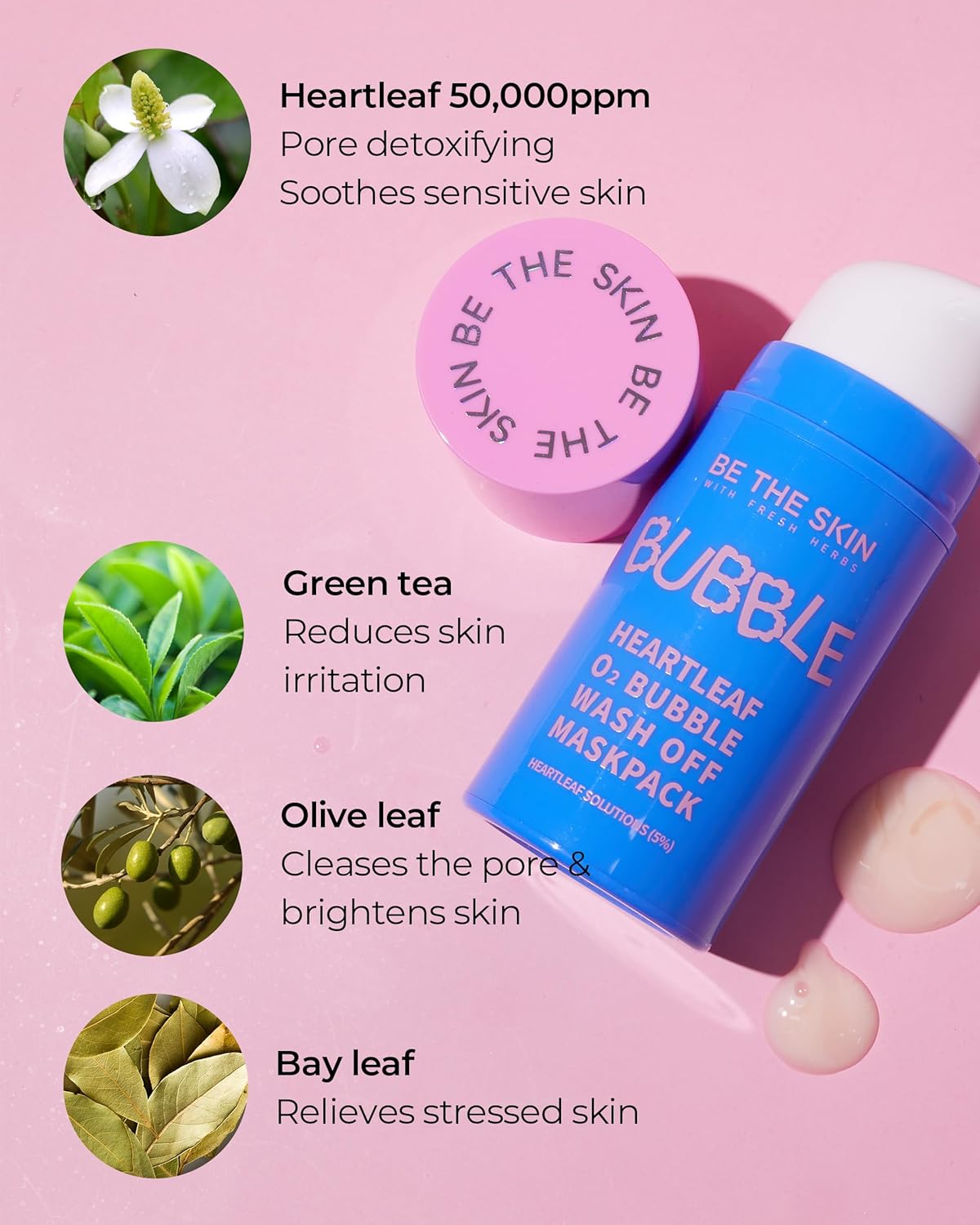Oxygen bubble wash-off mask with heartleaf for detox and pore care