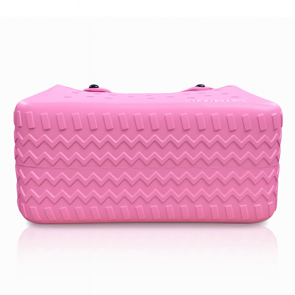 Extra large EVA tote bag in Pink Lemonade. Lightweight, waterproof, and sandproof. Ideal for the beach, grocery, travel, and daily use. Sturdy bottom