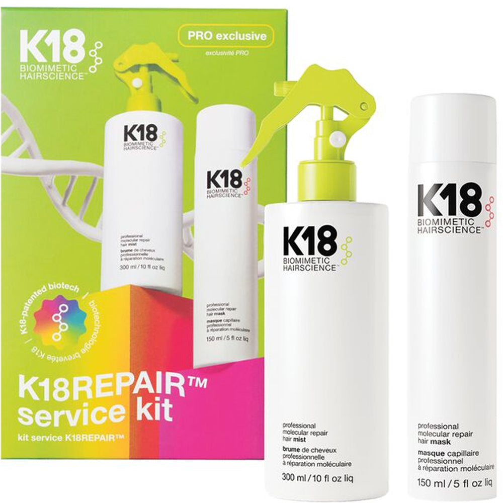 K18 Professional Repair Service Kit with Molecular Repair Mist and Hair Mask – 2-step salon hair treatment for damage repair