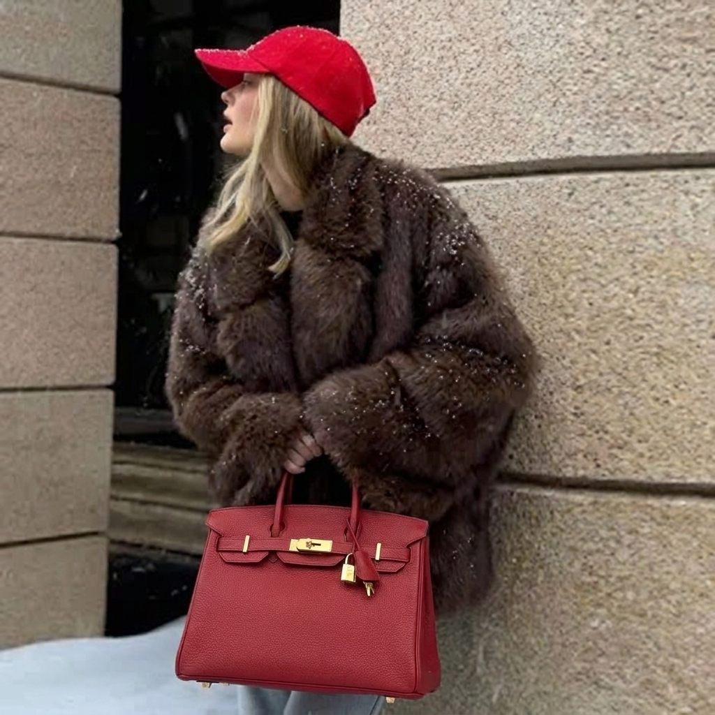 Classic Birkin30 Red Togo Bag Model Shot