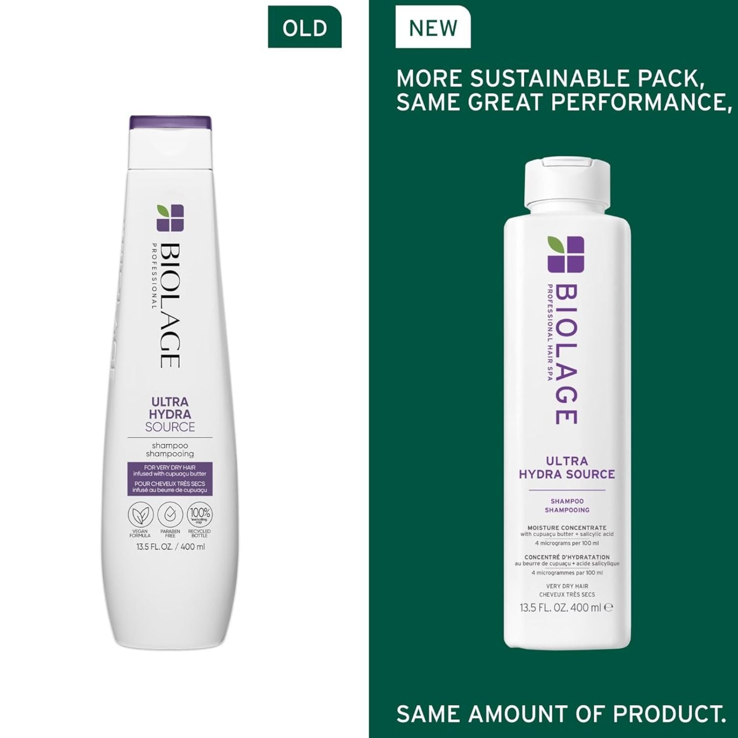 New Biolage Ultra Hydra Source shampoo in new packaging