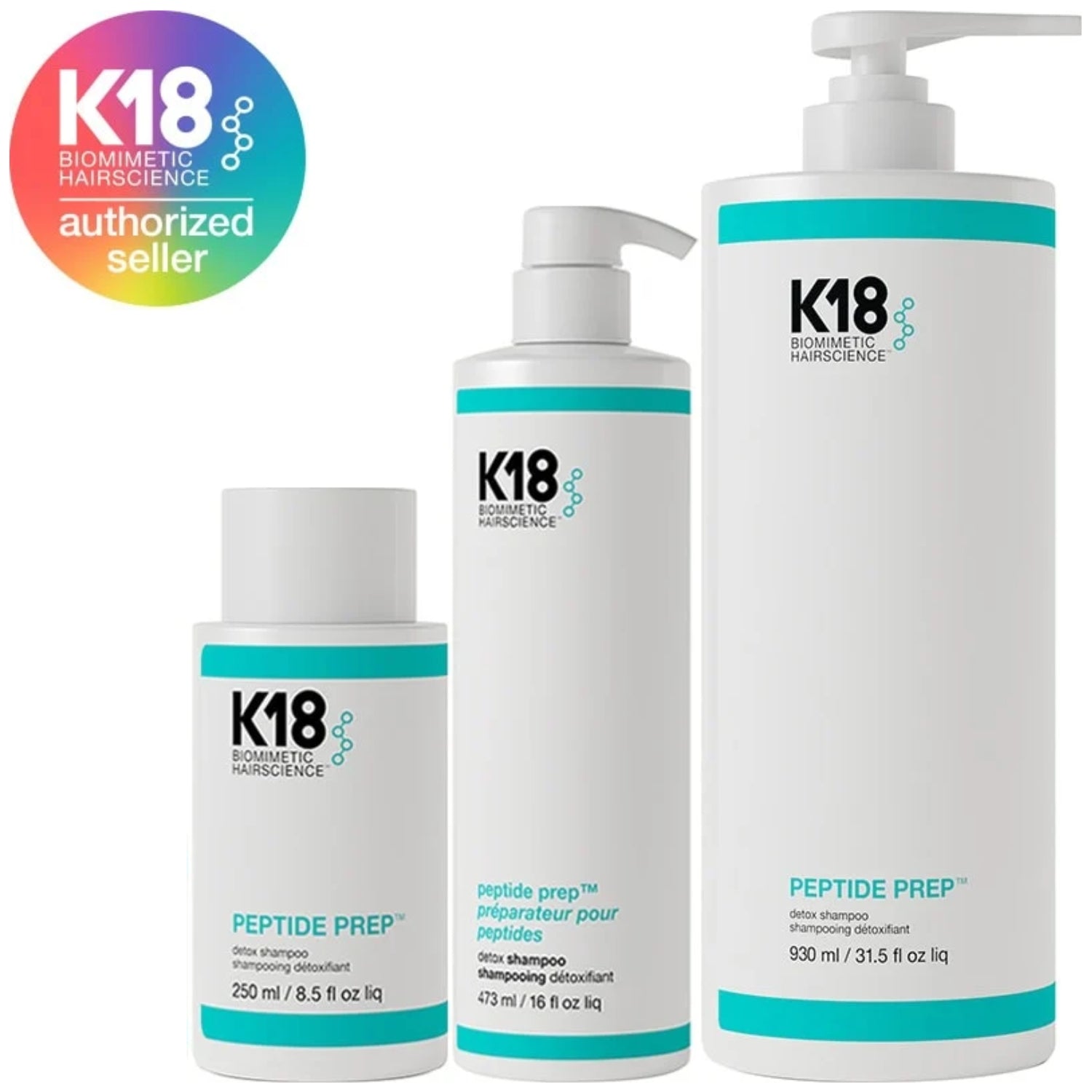 K18 PEPTIDE PREP Clarifying Detox Shampoo 3 sizes