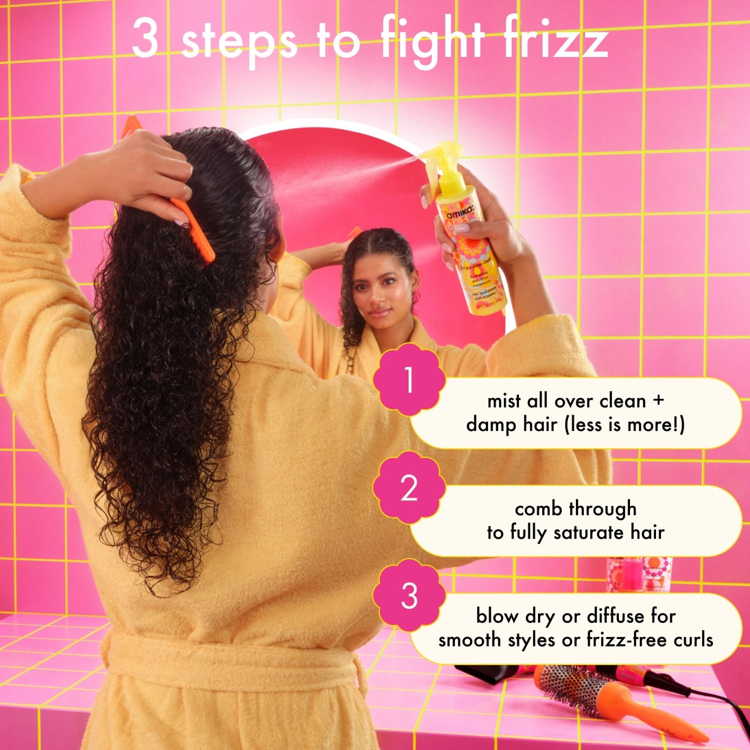Amika frizz-fighting hair treatment spray how to