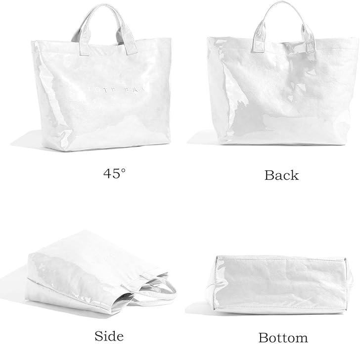Trendy white PVC Dupont tote bag with glossy finish – viral fashion carry-all perfect for everyday style, shopping, and on-the-go looks